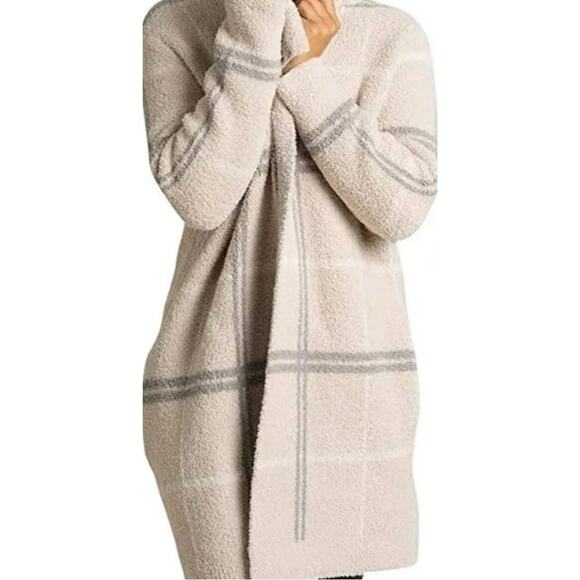 Barefoot Dreams CozyChic Windowpane Drape Cardigan Size Large - Picture 3 of 9